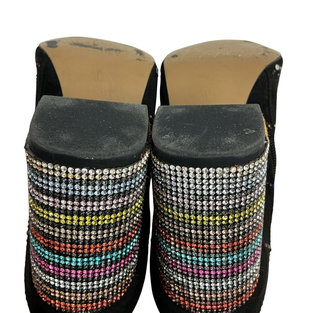 Betsey Johnson Kassie Rhinestone Block Heel Zip Ankle Booties Womens 8.5M Black - Picture 12 of 16